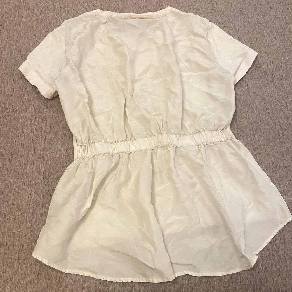 COS Cream Short Sleeve Silk T-shirt